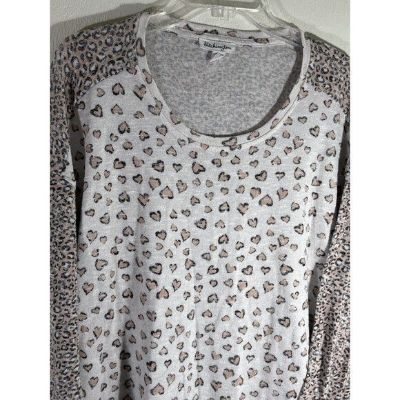 Patchington Women’s Large Tan White Leopard Print Light Knit Sweater Long Sleeve - Picture 3 of 8